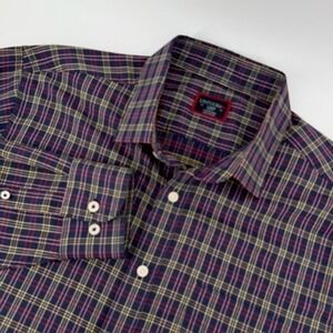 UNTUCKit Talty Large Slim Fit Plaid Button Down Shirt Men's Navy